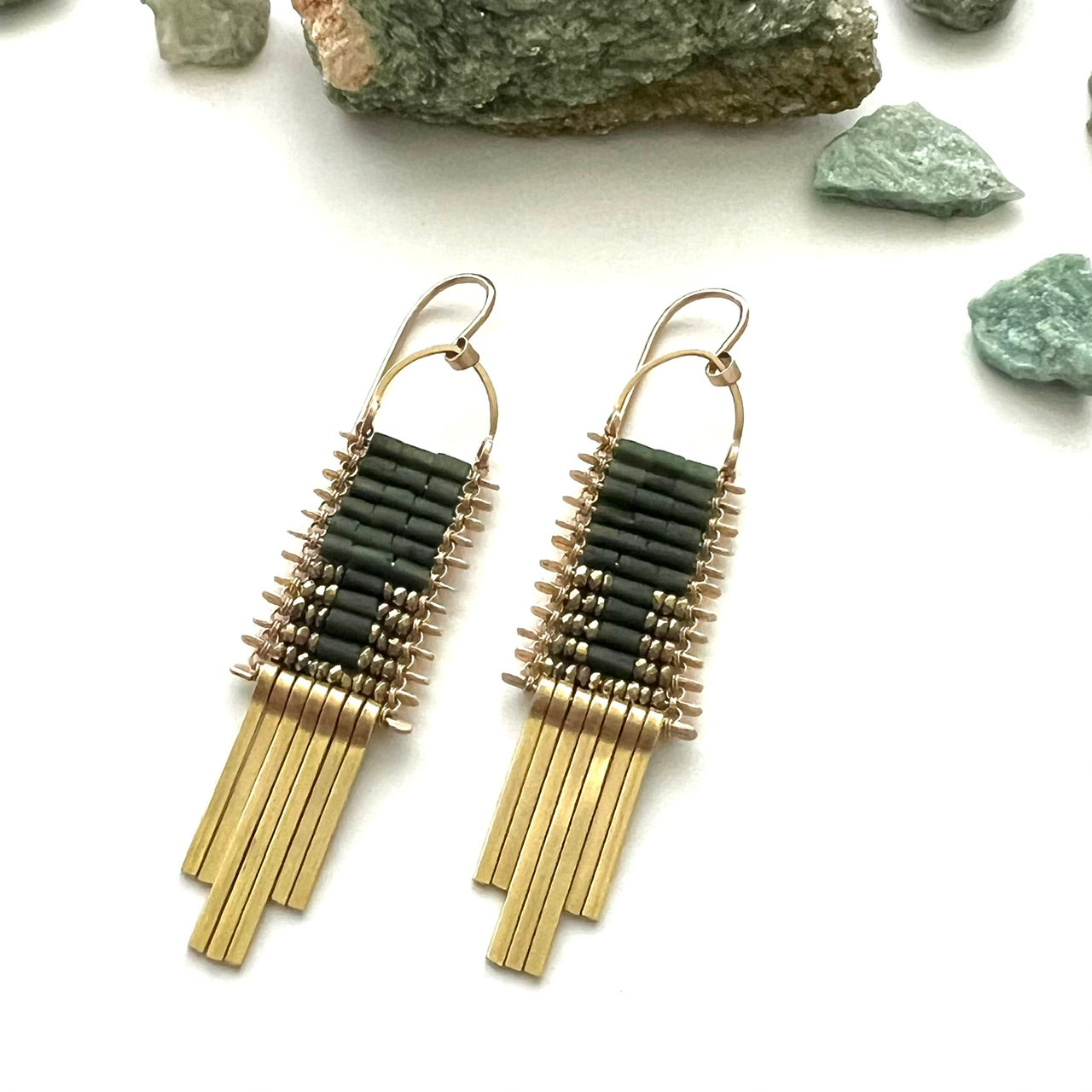 Demimonde Minima Jade Tapestry Earrings