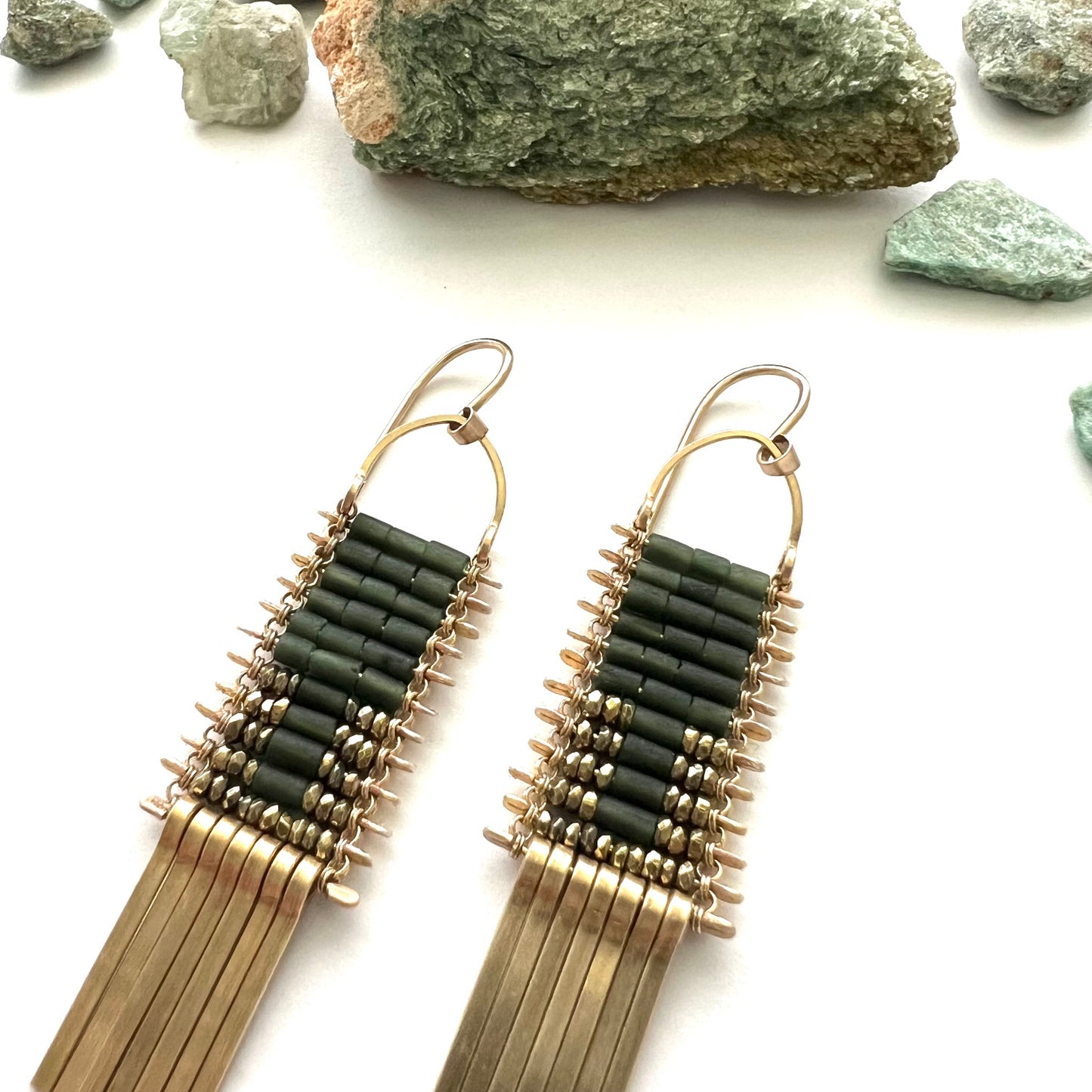 Demimonde Minima Jade Tapestry Earrings