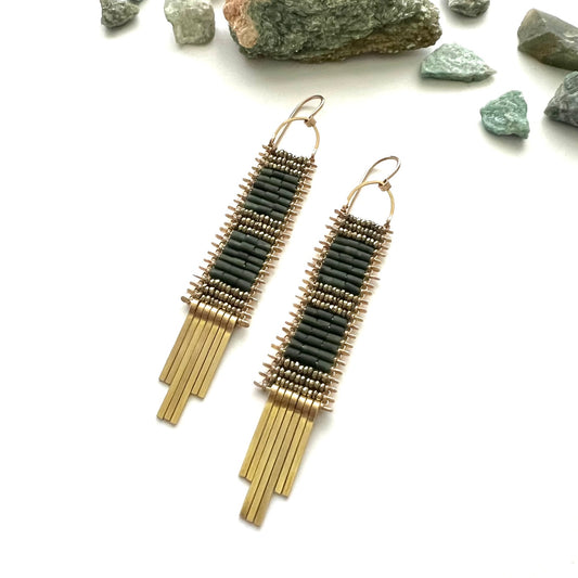 Demimonde Dark Green Jade Tapestry Earrings