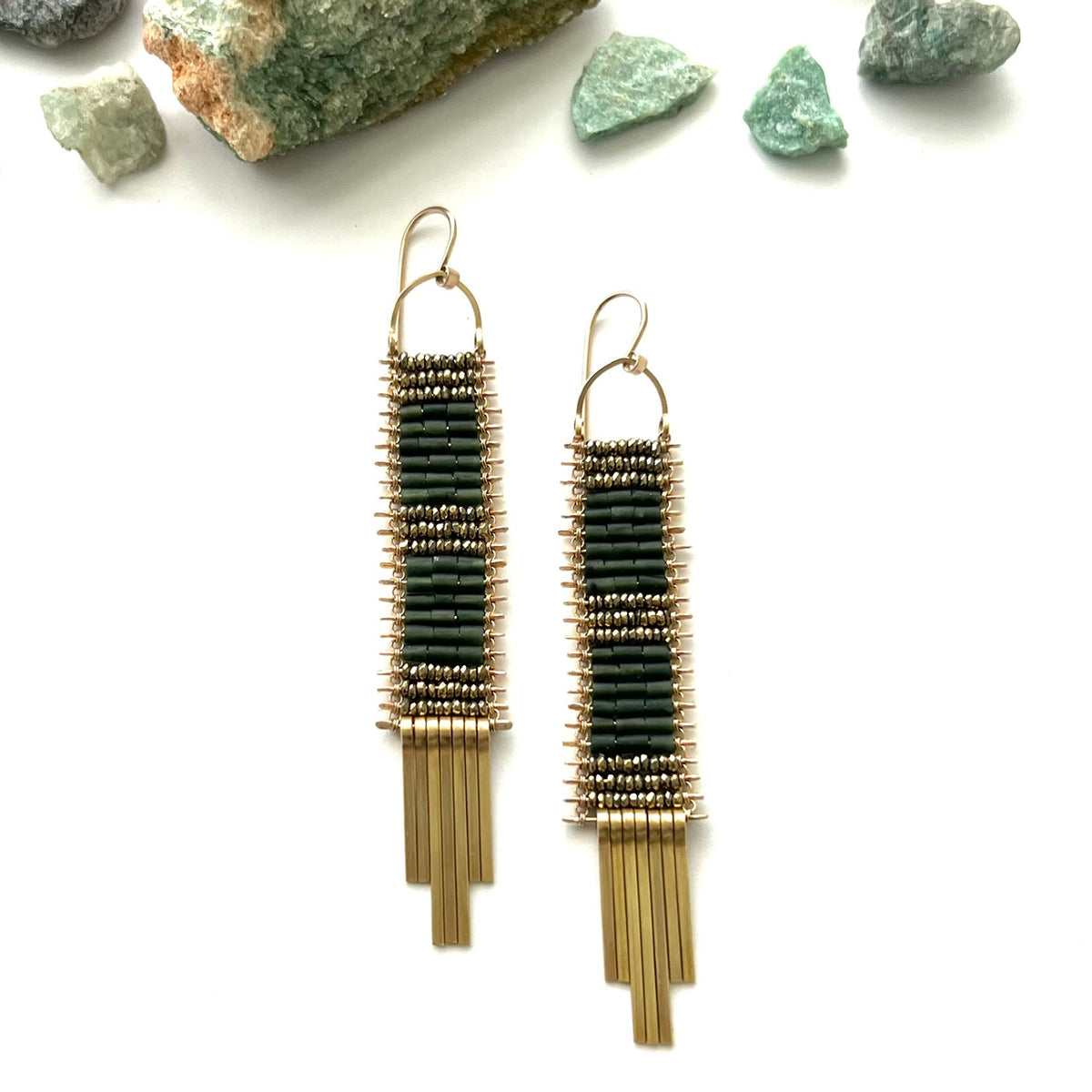 Demimonde Dark Green Jade Tapestry Earrings