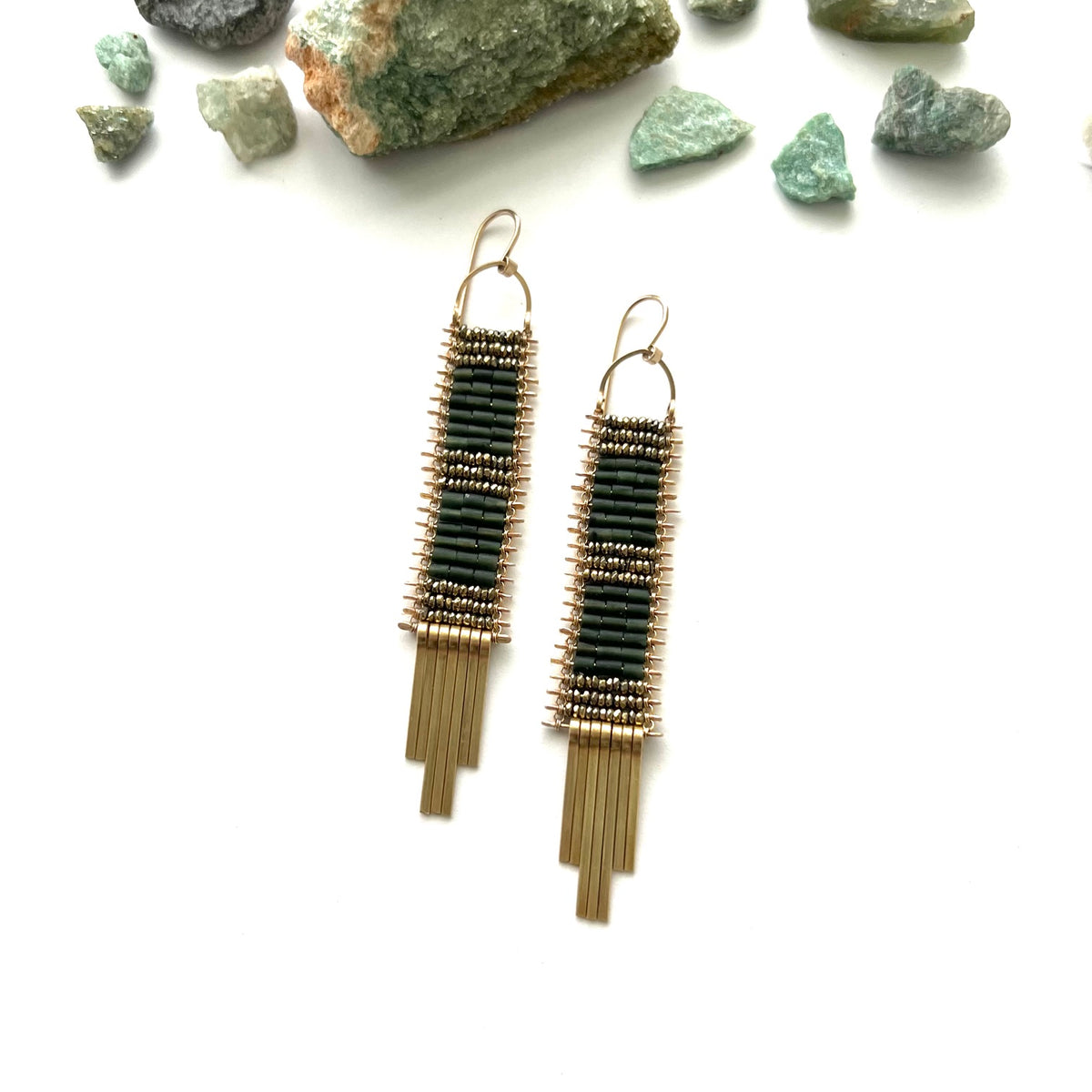 Demimonde Dark Green Jade Tapestry Earrings