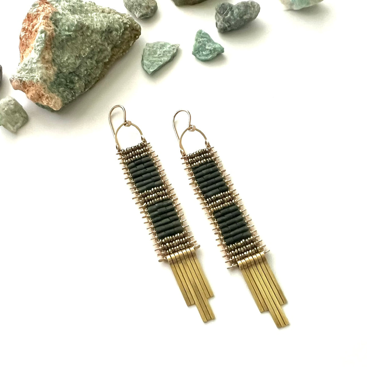 Demimonde Dark Green Jade Tapestry Earrings