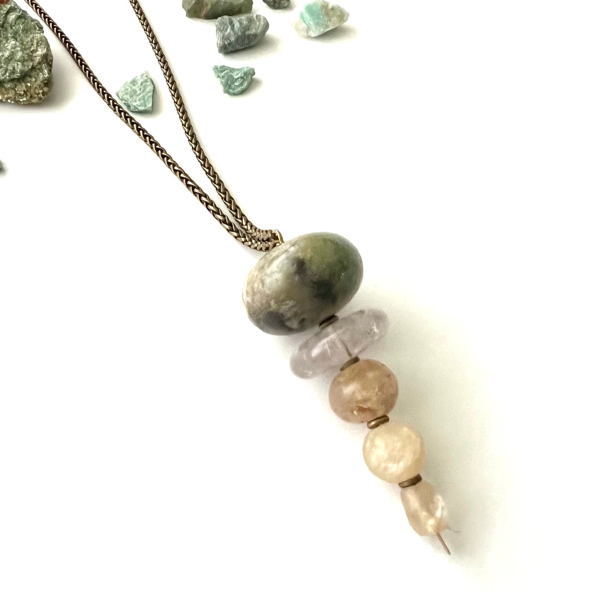 Demimonde Large Nephrite and Agate Terra Necklace