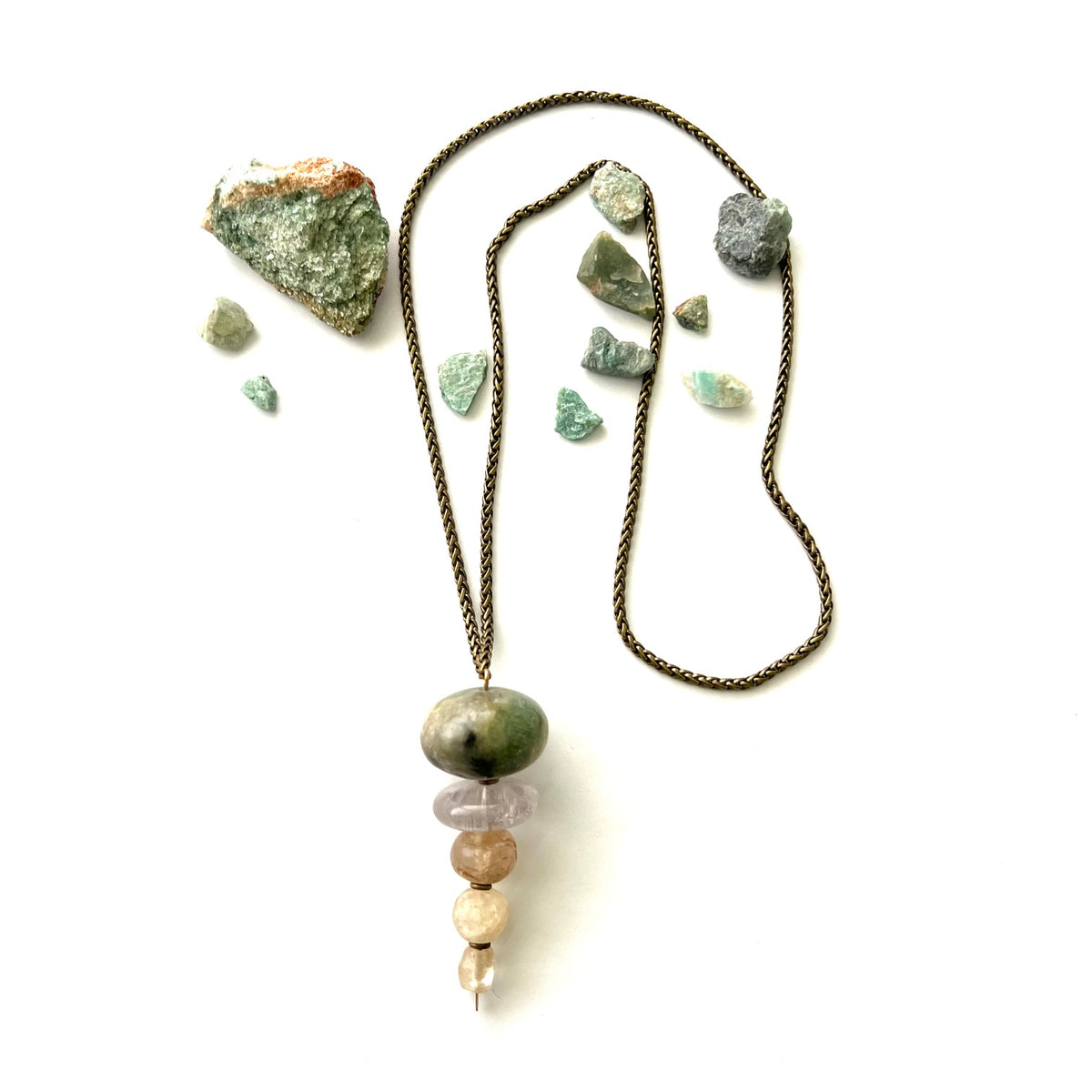 Demimonde Large Nephrite and Agate Terra Necklace