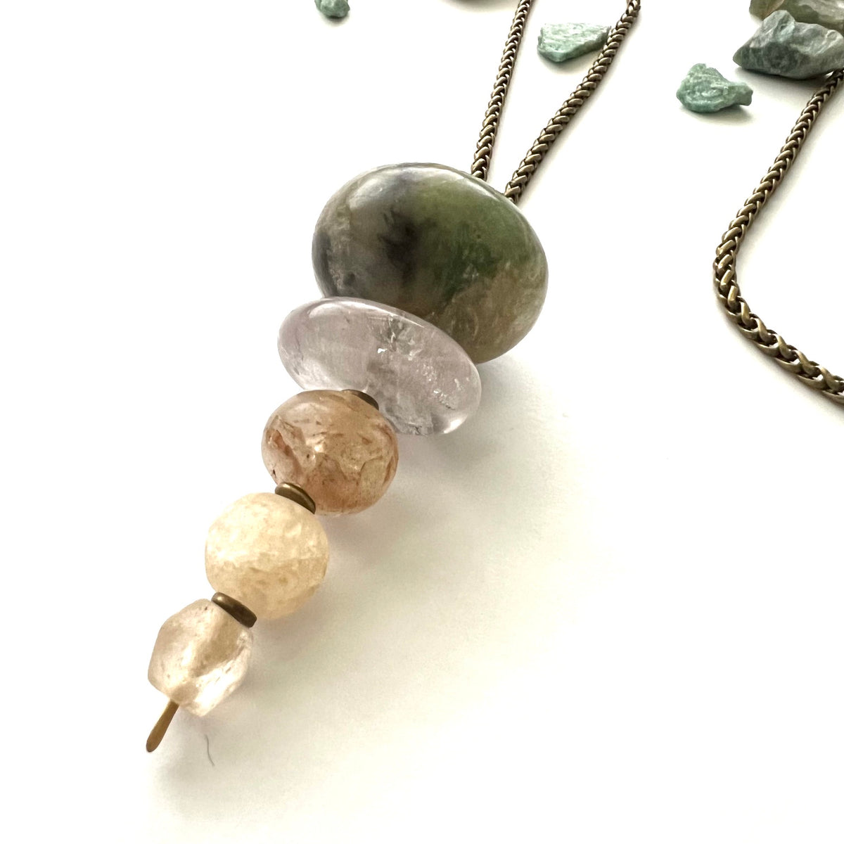 Demimonde Large Nephrite and Agate Terra Necklace