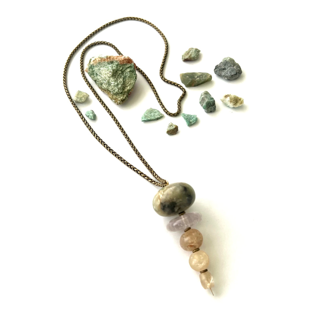 Demimonde Large Nephrite and Agate Terra Necklace