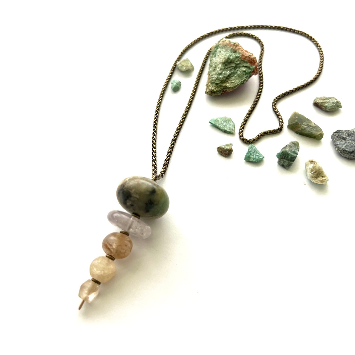 Demimonde Large Nephrite and Agate Terra Necklace