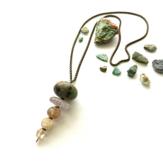 Demimonde Large Nephrite and Agate Terra Necklace