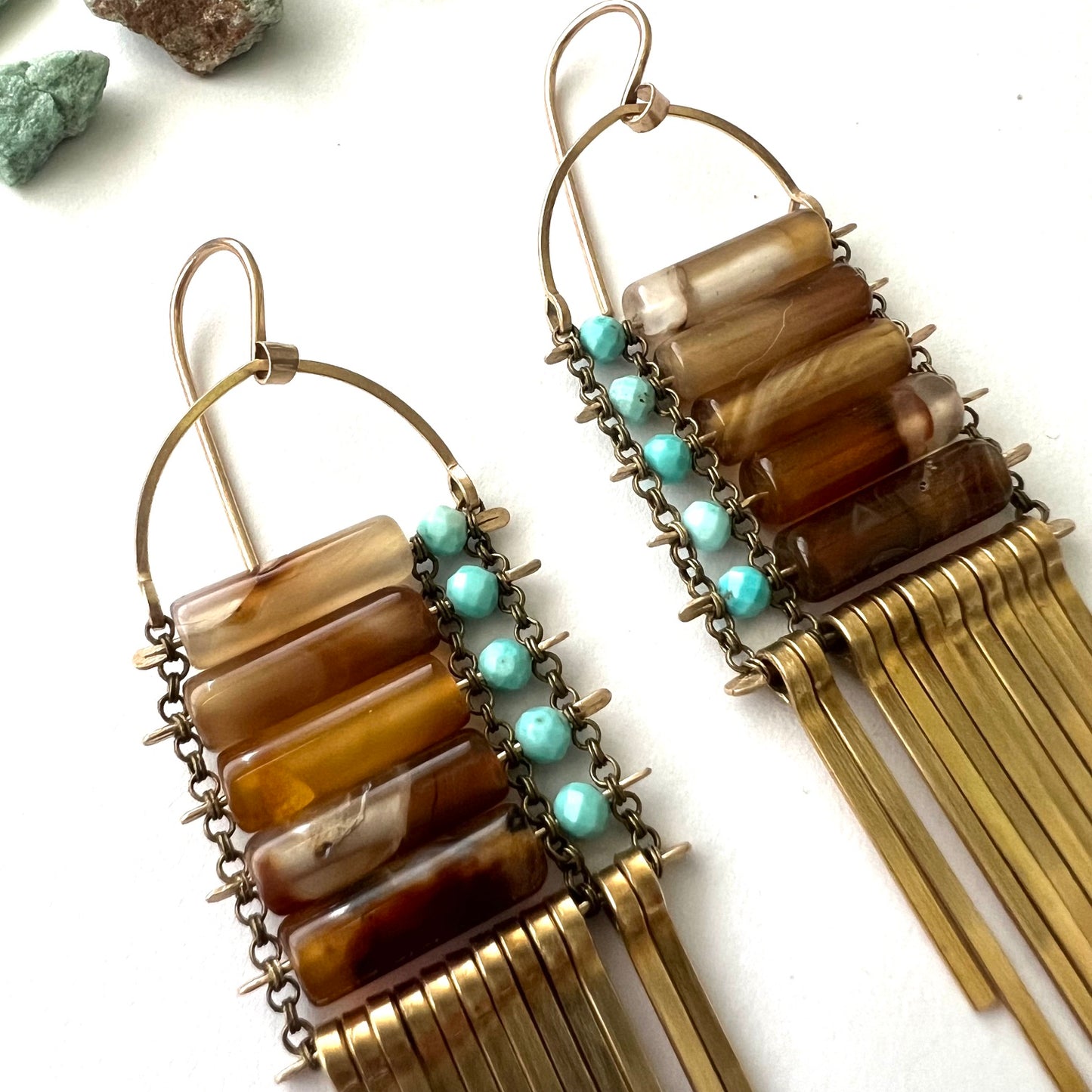 Demimonde Agate and Turquoise Earrings