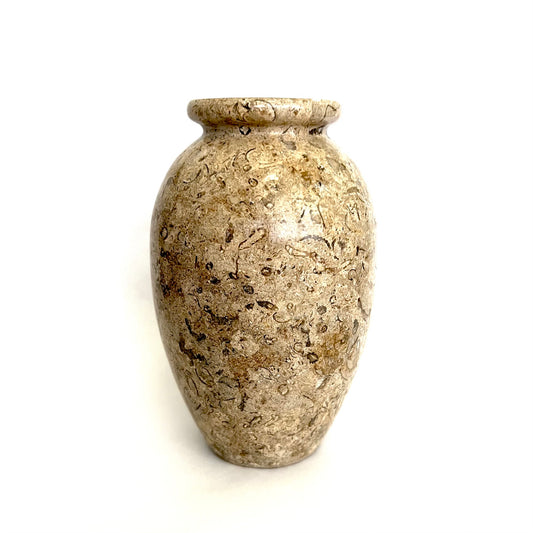 Vintage Seashell Fossil Stone Bud Vase