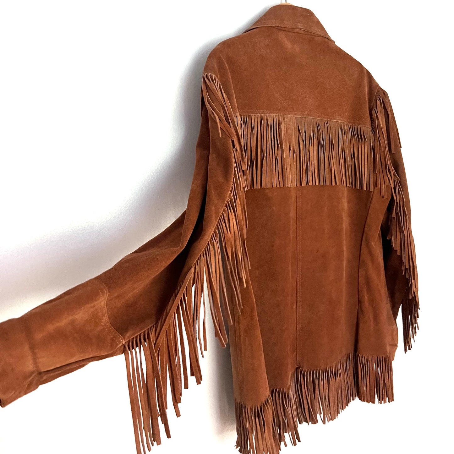 Vintage 70s Leather Fringe Western Jacket size M/L