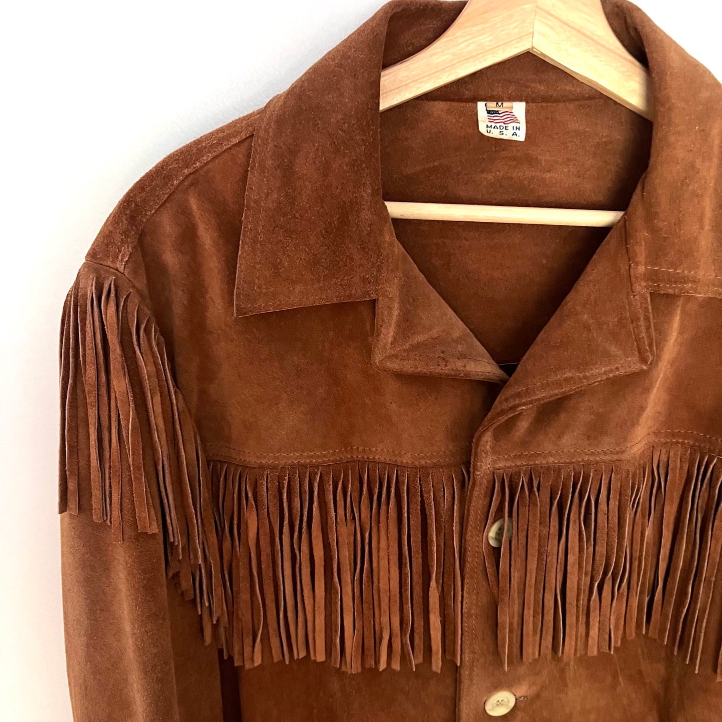 Vintage 70s Leather Fringe Western Jacket size M/L