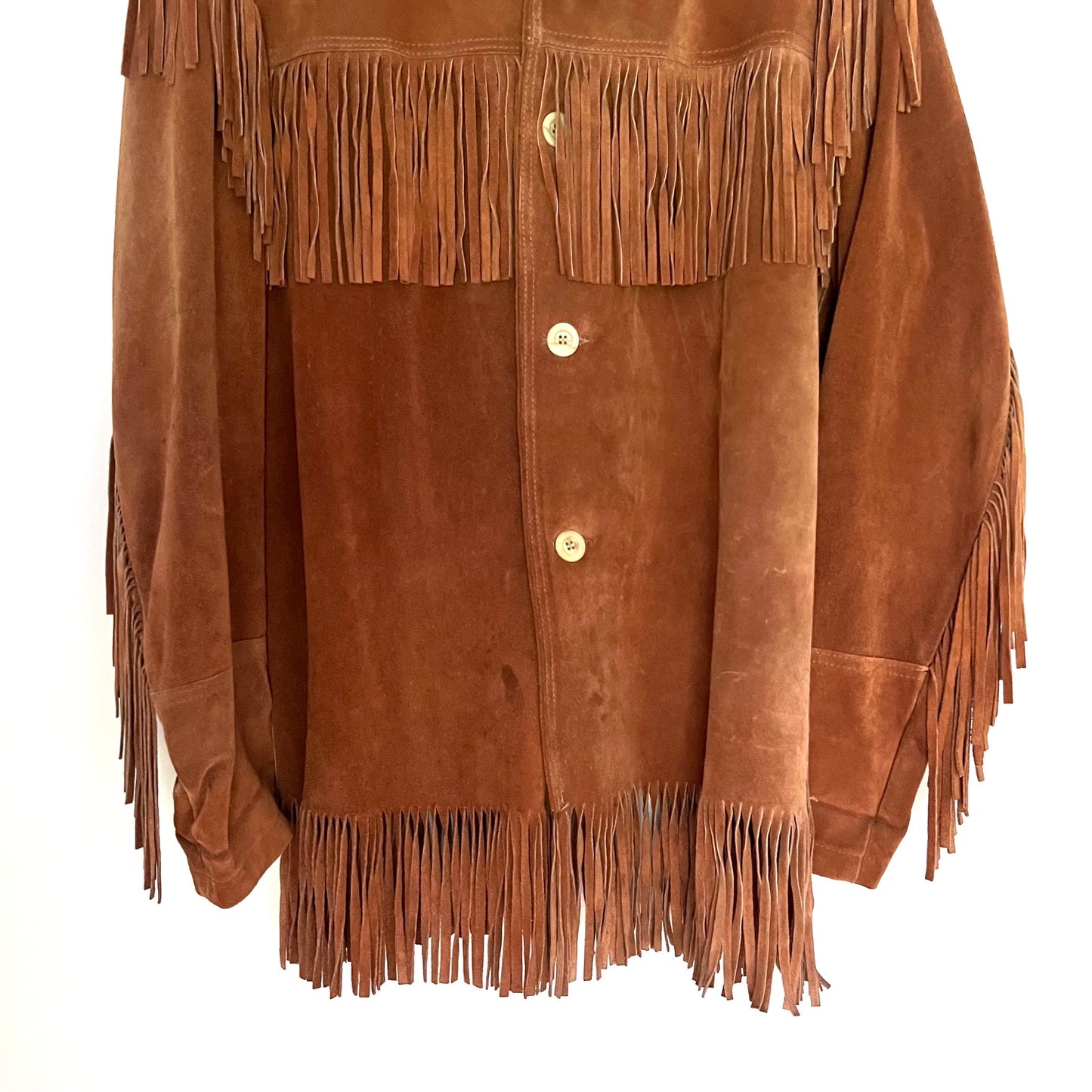 Vintage 70s Leather Fringe Western Jacket size M/L