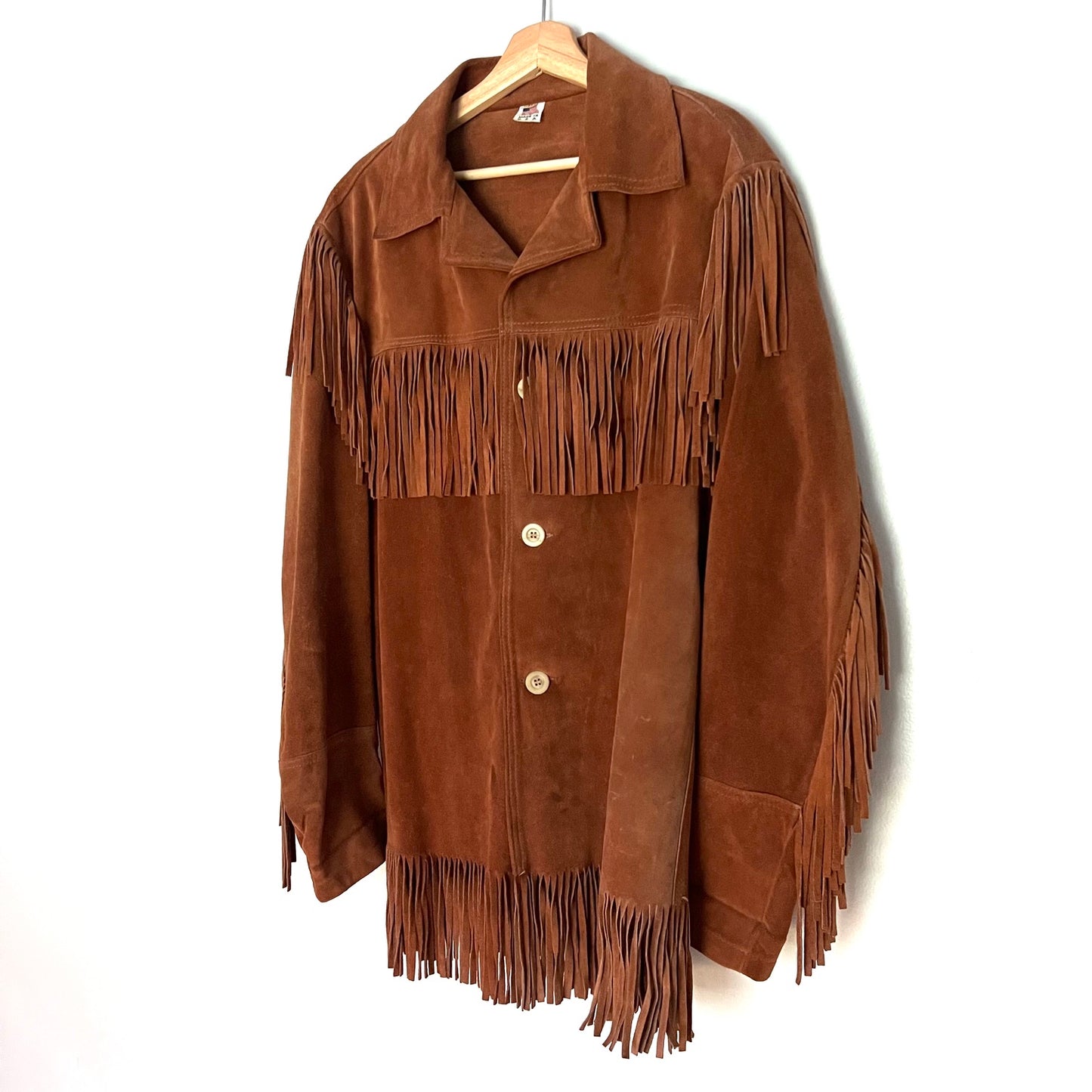 Vintage 70s Leather Fringe Western Jacket size M/L