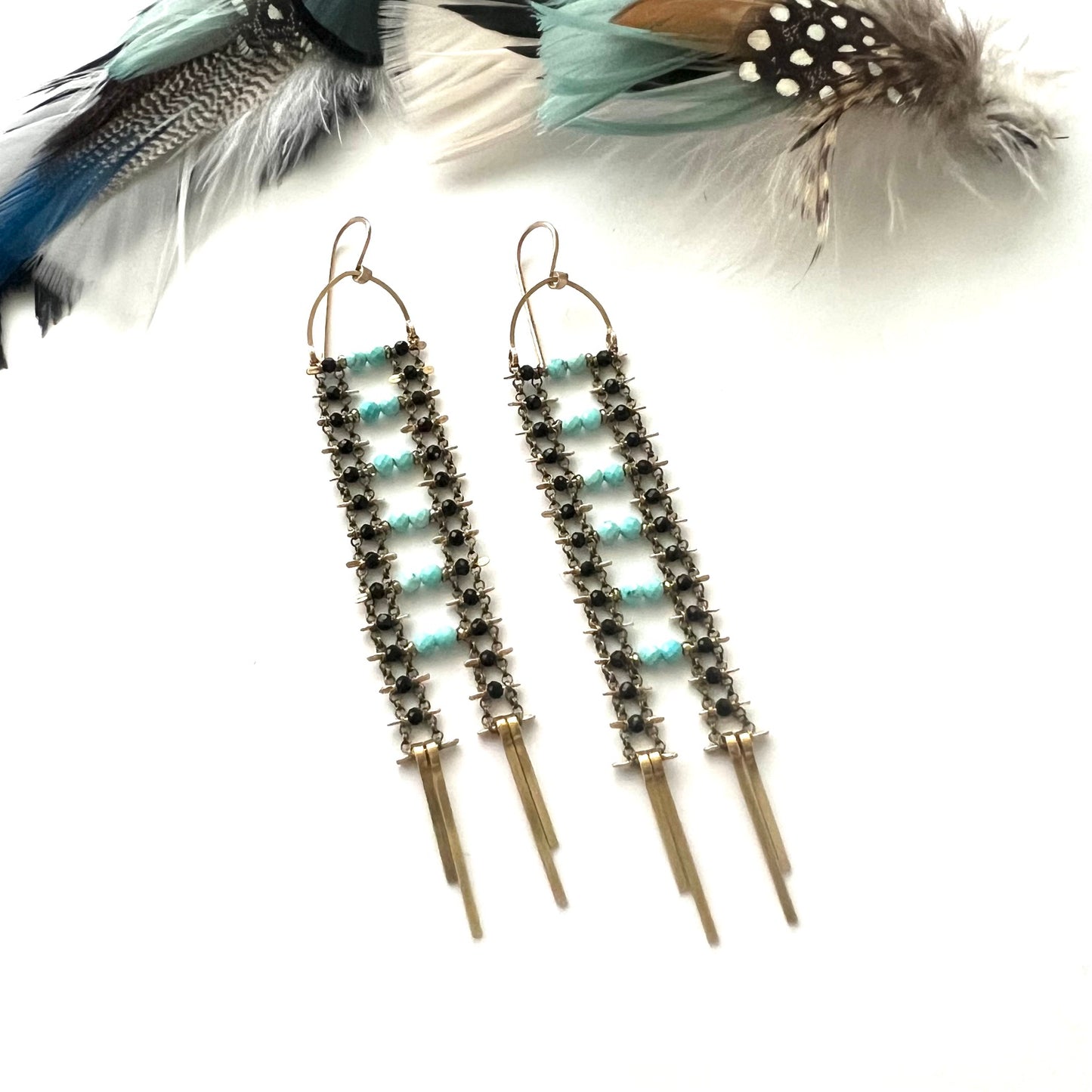 Demimonde Turquoise and Spinel Ladder Earrings