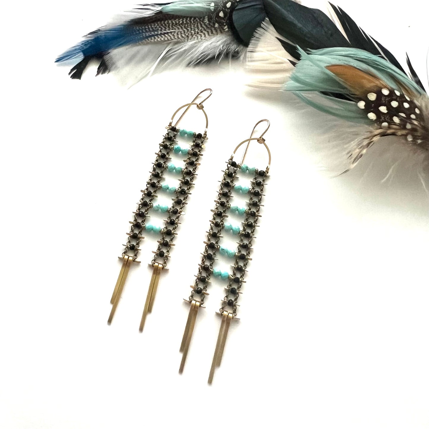 Demimonde Turquoise and Spinel Ladder Earrings
