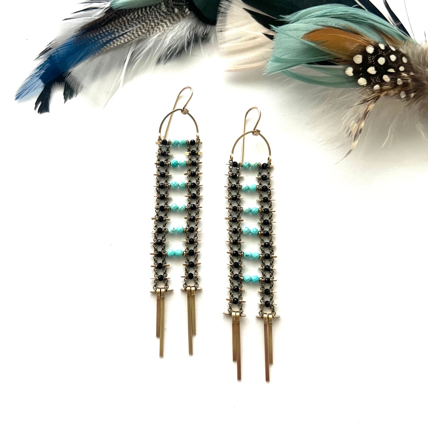 Demimonde Turquoise and Spinel Ladder Earrings