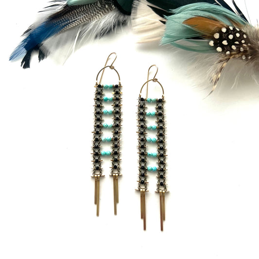 Demimonde Turquoise and Spinel Ladder Earrings