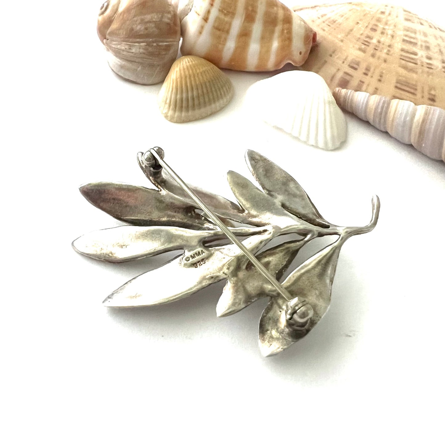 Vintage Museum of Modern Art Silver and Pearl Olive Branch Brooch