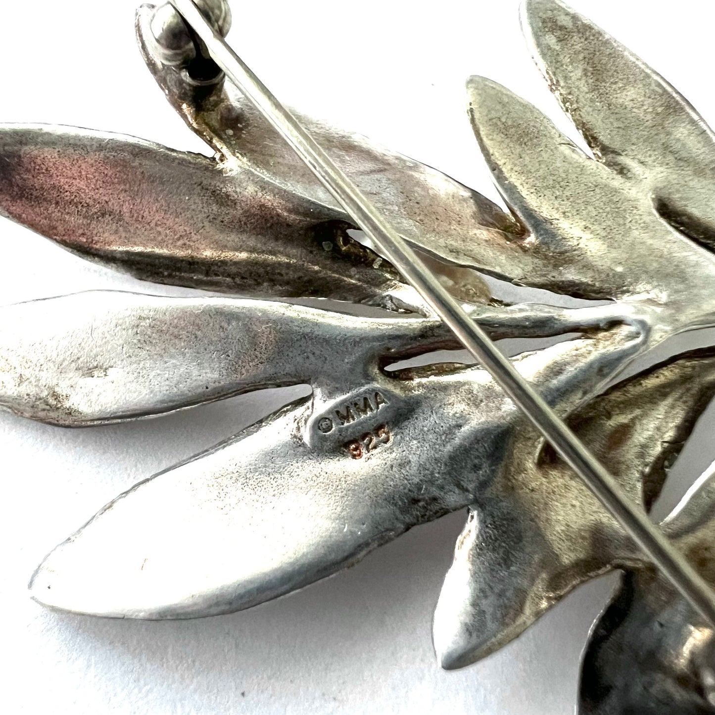 Vintage Museum of Modern Art Silver and Pearl Olive Branch Brooch