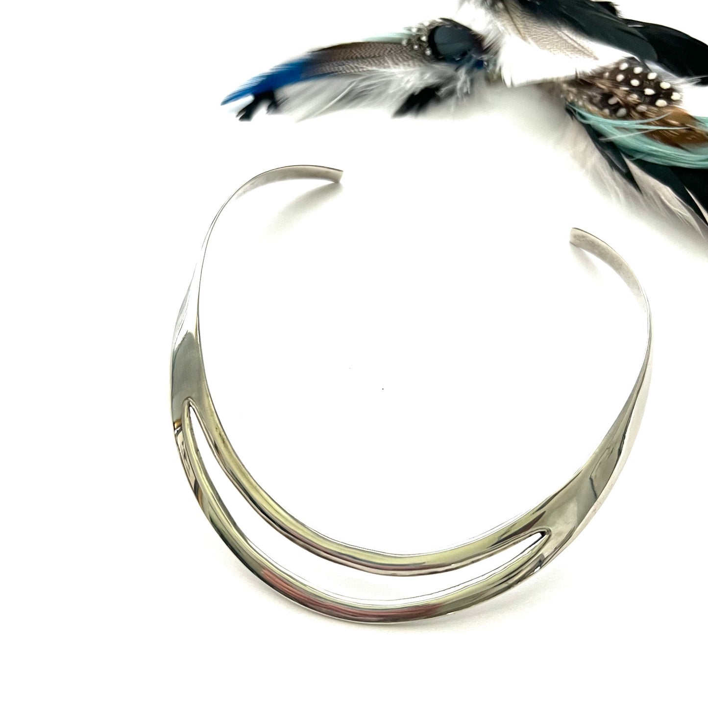 Vintage Sterling Silver Modernist Neck Cuff