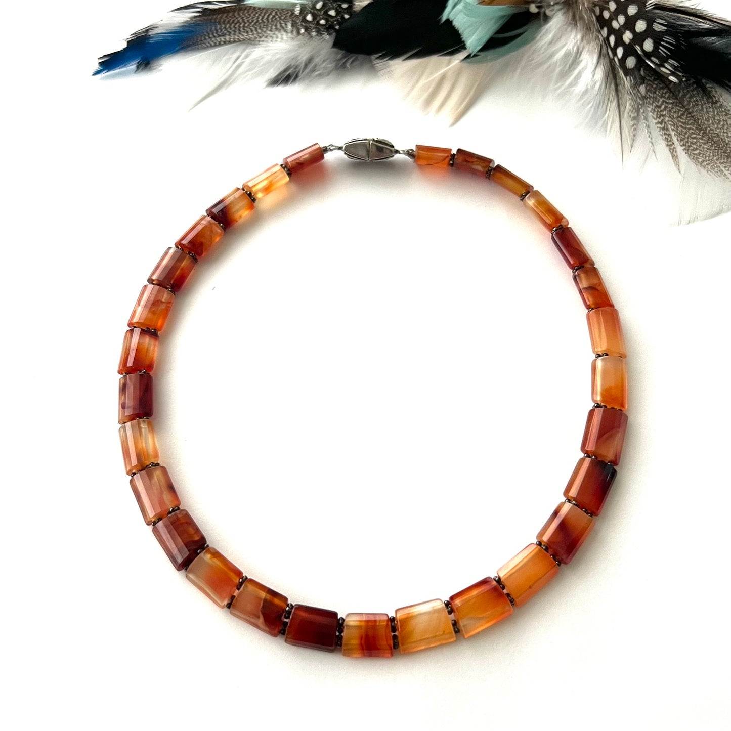 Vintage Carnelian Blood Moon Beaded Choker