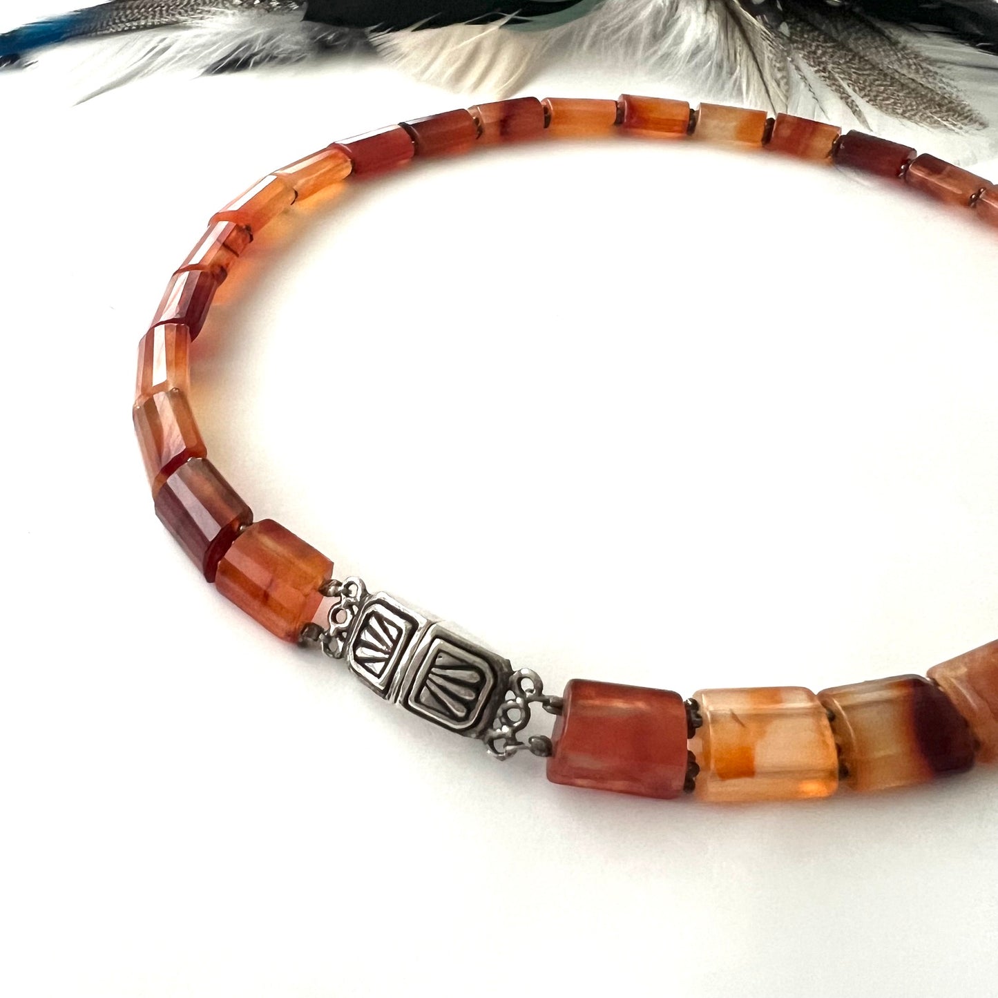 Vintage Carnelian Blood Moon Beaded Choker