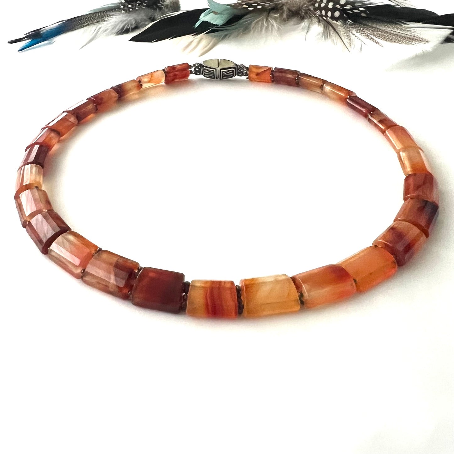 Vintage Carnelian Blood Moon Beaded Choker
