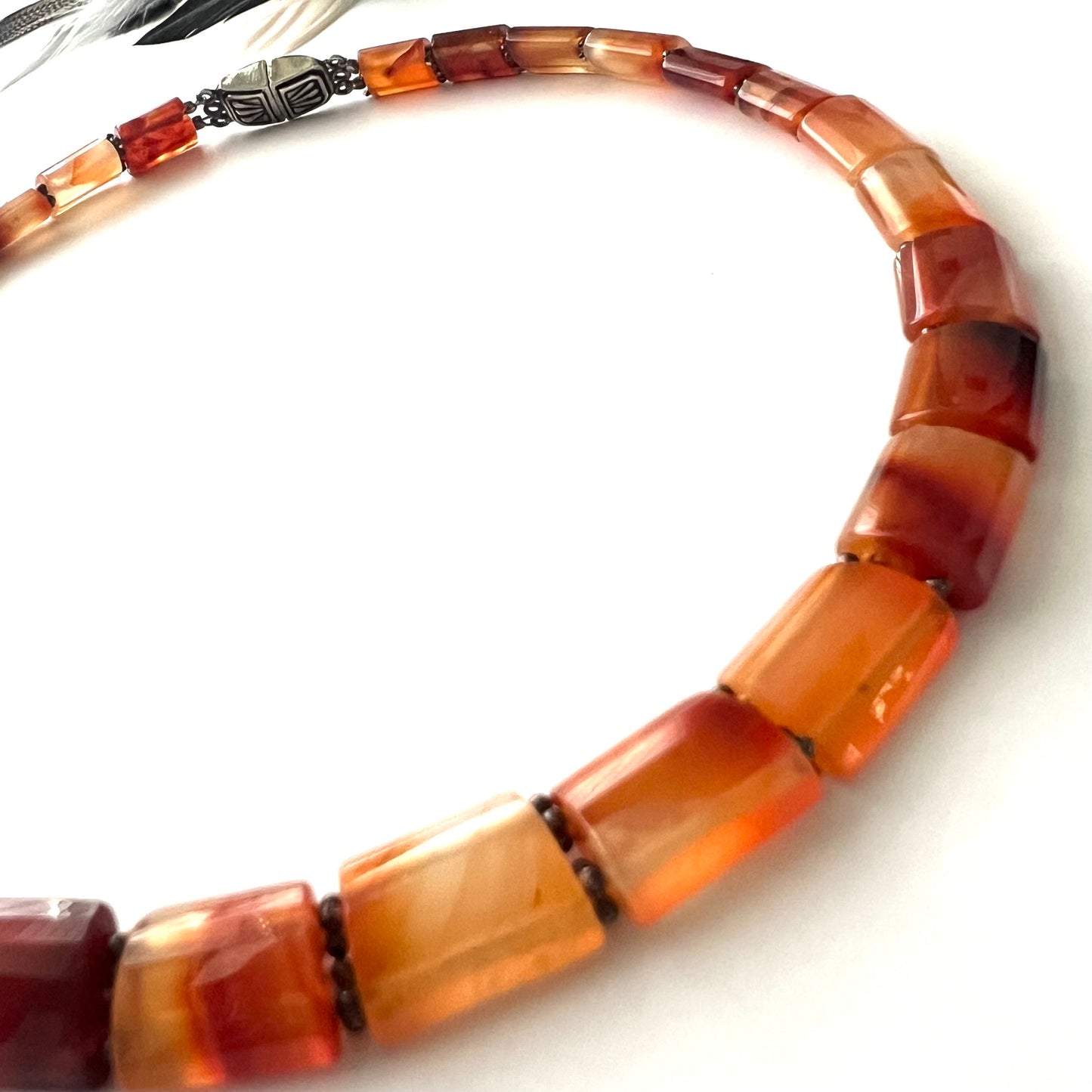Vintage Carnelian Blood Moon Beaded Choker