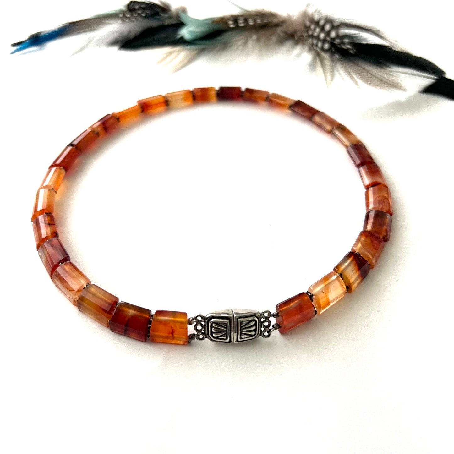 Vintage Carnelian Blood Moon Beaded Choker