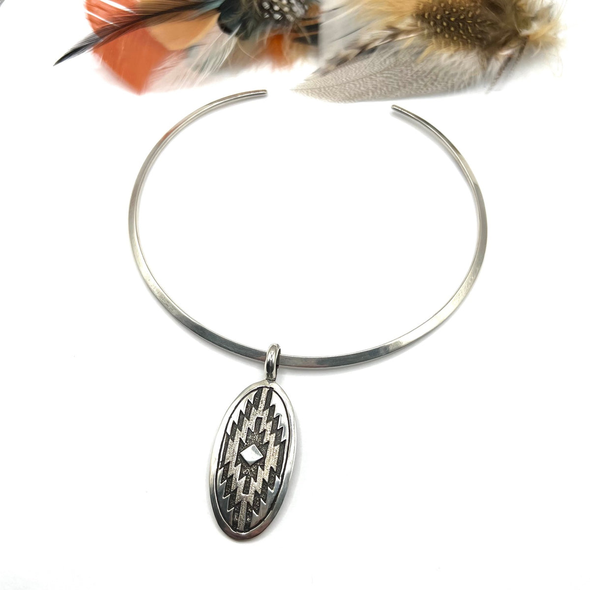 Vintage Daniel Espinosa Silver Neck Cuff with Tommy Jackson Pendant